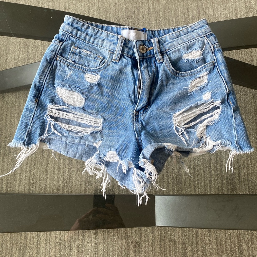 Distressed Denim Shorts